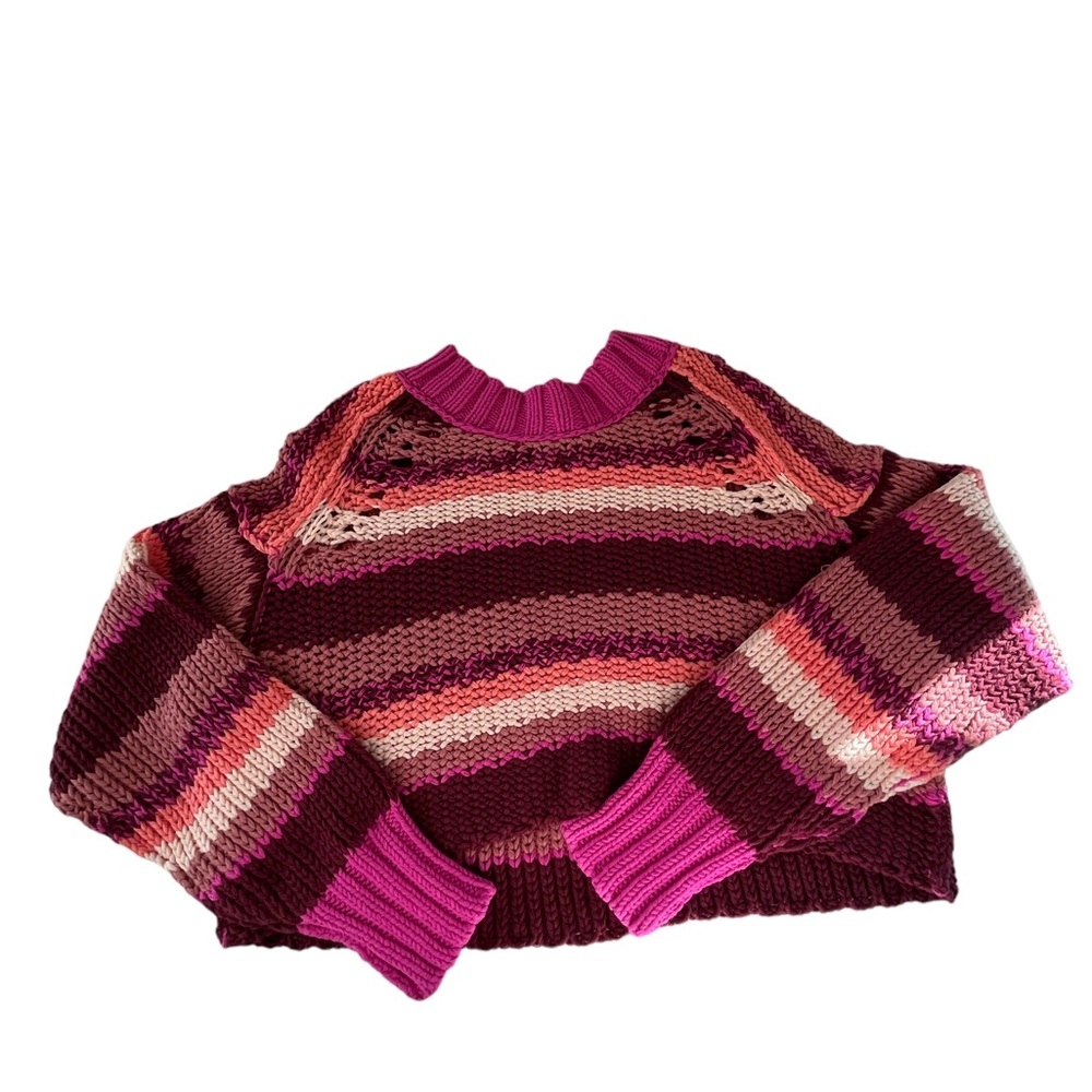Free People Devon Sweater / Fuschia Rose Combo Size XS SOLD OUT! - Picture 2 of 8